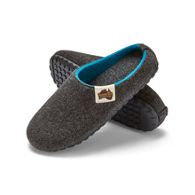 Load image into Gallery viewer, Outback Slippers - Men&#39;s - Charcoal &amp; Turquoise
